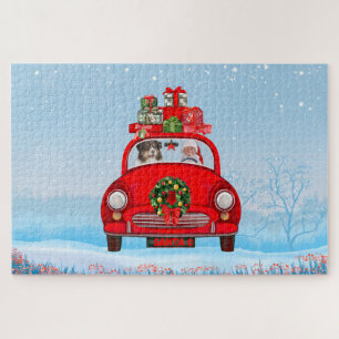 Australischer Schäferhund mit dem Weihnachtsmann Puzzle