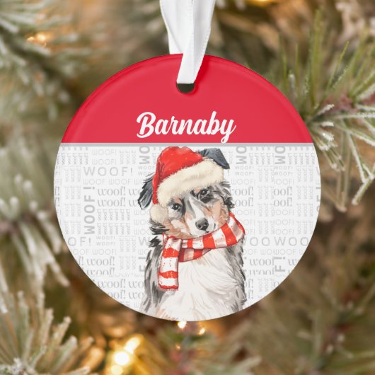 Australischer Schäferhund mit Name und Foto Ornament (Baum)
