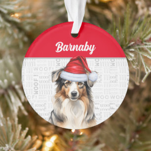 Australischer Schäferhund mit Name und Foto Ornament