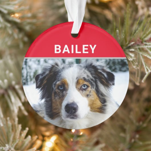 Australischer Schäferhund mit Name und Foto Ornament (Baum)