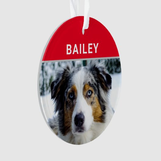 Australischer Schäferhund mit Name und Foto Ornament (Vorderseite)