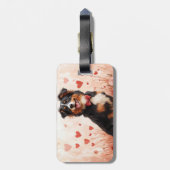 Australischer Schäferhund mit Rose - Valentinstag Gepäckanhänger (Rückseite vertikal)