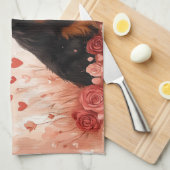 Australischer Schäferhund mit Rose - Valentinstag Geschirrtuch (Viertel Falte)