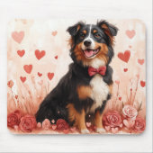 Australischer Schäferhund mit Rose - Valentinstag Mousepad (Vorne)