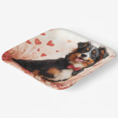 Australischer Schäferhund mit Rose - Valentinstag Pappteller (Gewinkelt)