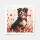 Australischer Schäferhund mit Rose - Valentinstag Serviette (Vorderseite)