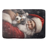 Australischer Schäferhund mit Weihnachten des Weih Badematte (Vorderseite)