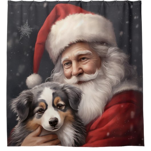 Australischer Schäferhund mit Weihnachten des Weih Duschvorhang (Vorderseite)