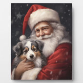 Australischer Schäferhund mit Weihnachten des Weih Fotoplatte (Vorderseite)