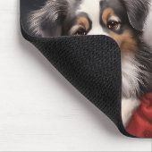 Australischer Schäferhund mit Weihnachten des Weih Mousepad (Ecke)