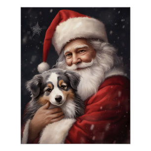 Australischer Schäferhund mit Weihnachten des Weih Poster