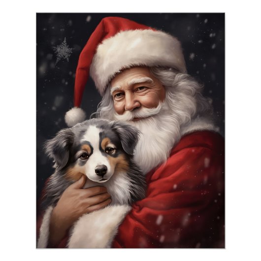 Australischer Schäferhund mit Weihnachten des Weih Poster (Vorderseite)