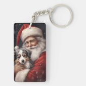 Australischer Schäferhund mit Weihnachten des Weih Schlüsselanhänger (Rückseite)