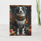 Australischer Schäferhund mit Weihnachtsgeschenken Karte (Vorderseite)
