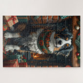 Australischer Schäferhund mit Weihnachtsgeschenken Puzzle (Horizontal)