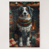Australischer Schäferhund mit Weihnachtsgeschenken Puzzle (Vertikal)
