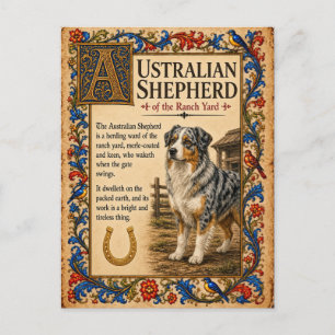 Australischer Schäferhund, mittelalterliche Bestia Postkarte