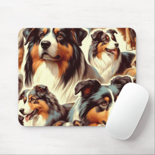 Australischer Schäferhund Nahtlose Malerei Mousepad
