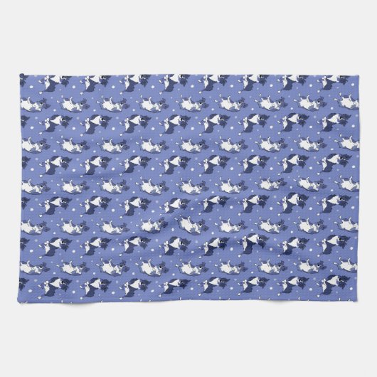 Australischer Schäferhund Niedlich Dog Pattern Blu Geschirrtuch (Horizontal)