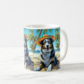Australischer Schäferhund On Beach Liebhaber Somme Kaffeetasse (VorderseiteRechts)