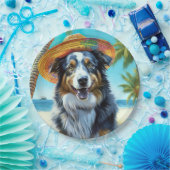 Australischer Schäferhund On Beach Liebhaber Somme Pappteller (Party)
