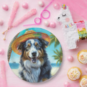 Australischer Schäferhund On Beach Liebhaber Somme Pappteller (Party)