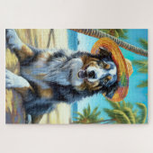 Australischer Schäferhund On Beach Liebhaber Somme Puzzle (Horizontal)