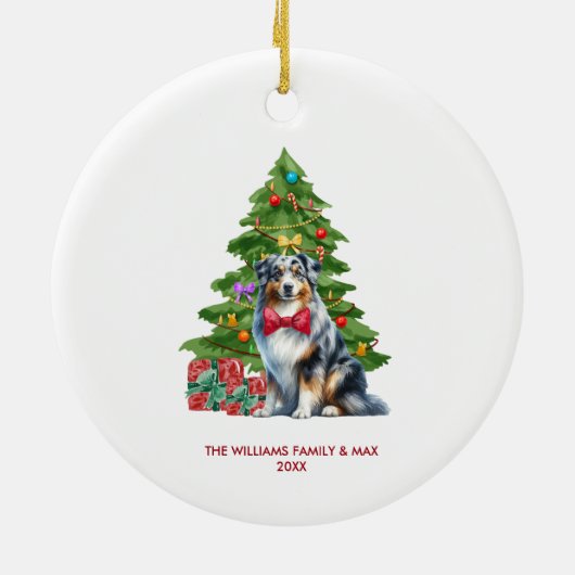 Australischer Schäferhund Personalisierte Weihnach Keramik Ornament (Hinten)