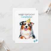 Australischer Schäferhund personalize Happy Birthd Karte (Vorderseite/Rückseite Beispiel)