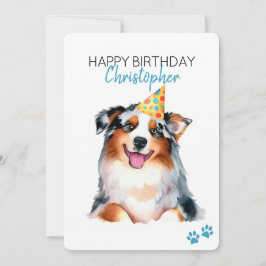 Australischer Schäferhund personalize Happy Birthd Karte