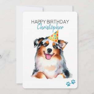Australischer Schäferhund personalize Happy Birthd Karte