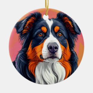 Australischer Schäferhund-Porträt für Haustier-Fei Keramik Ornament