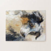 Australischer Schäferhund-Porträt Puzzle (Horizontal)