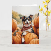 Australischer Schäferhund Pumpkin Patch Karte (Gelbe Blume)