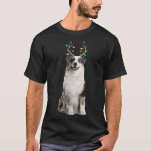 Australischer Schäferhund Reindeer Weihnachtshund T-Shirt