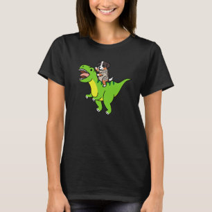 Australischer Schäferhund reitet Rex-Dinosaurier-H T-Shirt