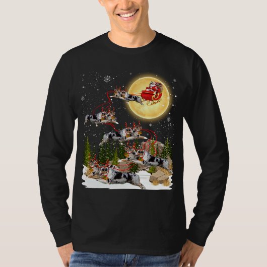 Australischer Schäferhund Rentier Weihnachtshunde  T-Shirt (Vorderseite)