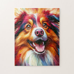 Australischer Schäferhund Rot Dreifarbig Hund Acry Puzzle