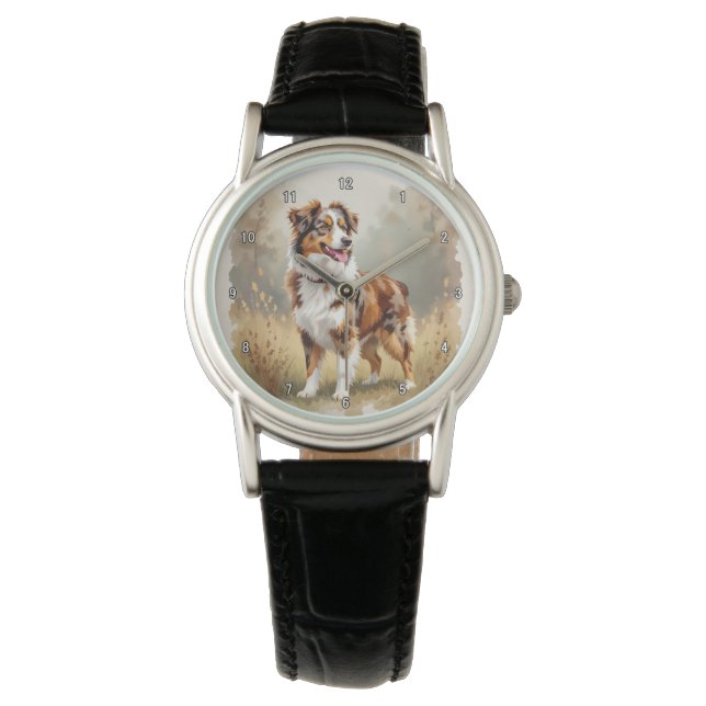 Australischer Schäferhund Rot Merle Aussie Armbanduhr (Vorderseite)