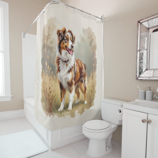 Australischer Schäferhund Rot Merle Aussie Duschvorhang (Beispiel)