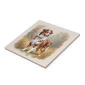 Australischer Schäferhund Rot Merle Aussie Fliese (Seite)