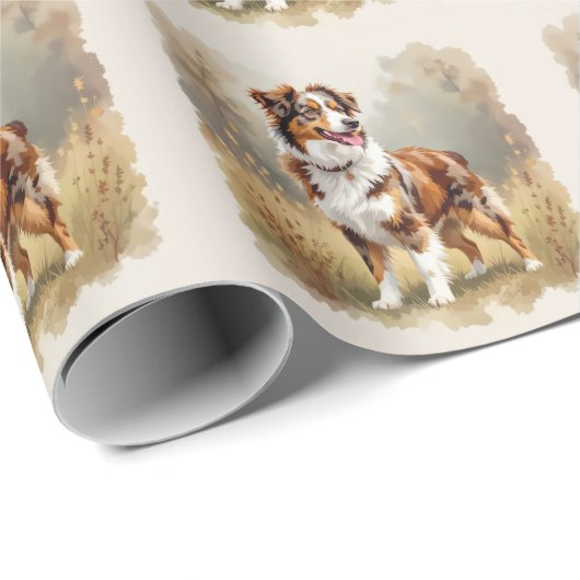 Australischer Schäferhund Rot Merle Aussie Geschenkpapier (Rolleneckpunkt)