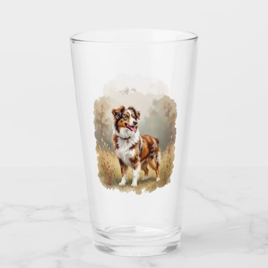 Australischer Schäferhund Rot Merle Aussie Glas (Vorderseite)