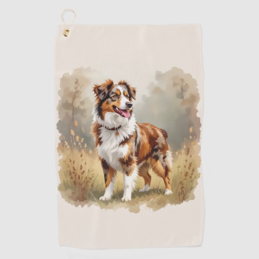Australischer Schäferhund Rot Merle Aussie Golfhandtuch (Vorderseite)