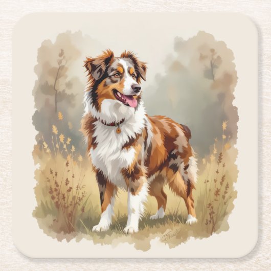 Australischer Schäferhund Rot Merle Aussie Rechteckiger Pappuntersetzer (Vorderseite)