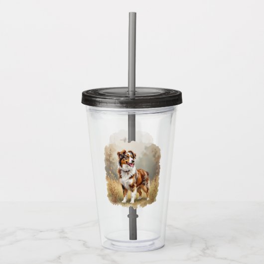 Australischer Schäferhund Roter Merle Aussie Acryltrinkbecher (Vorderseite)