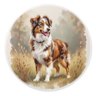 Australischer Schäferhund Roter Merle Aussie Keramikknauf