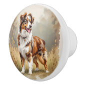 Australischer Schäferhund Roter Merle Aussie Keramikknauf (Rechts)