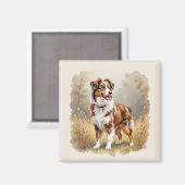 Australischer Schäferhund Roter Merle Aussie Magnet (Vorderseite/Rückseite)