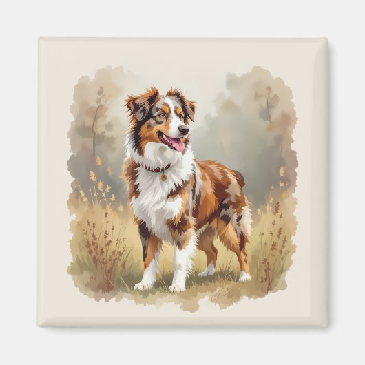 Australischer Schäferhund Roter Merle Aussie Magnet (Vorne)